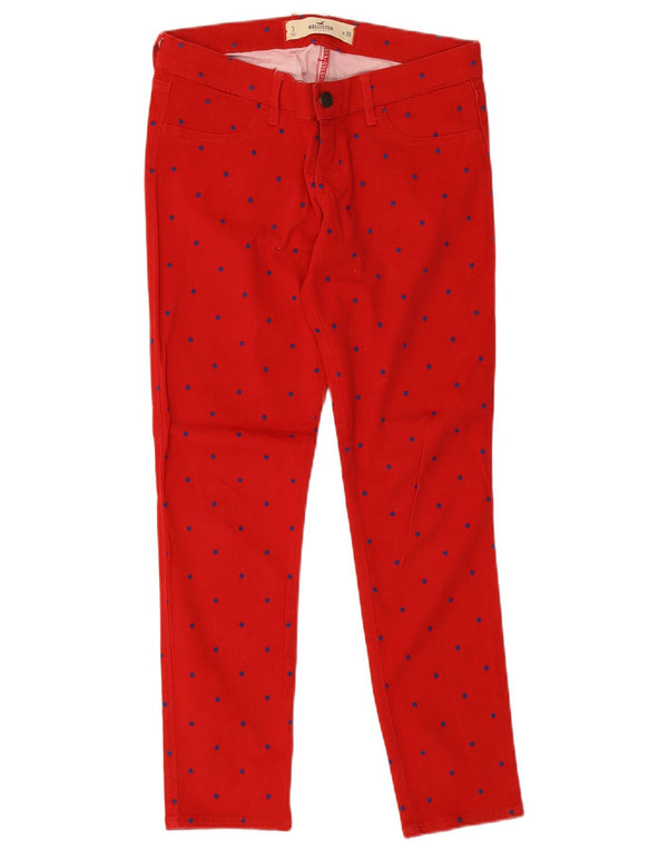 Damskie jeansy Jeggings Hollister US 3 XS W26 L26, czerwone, bawełniane w cętki