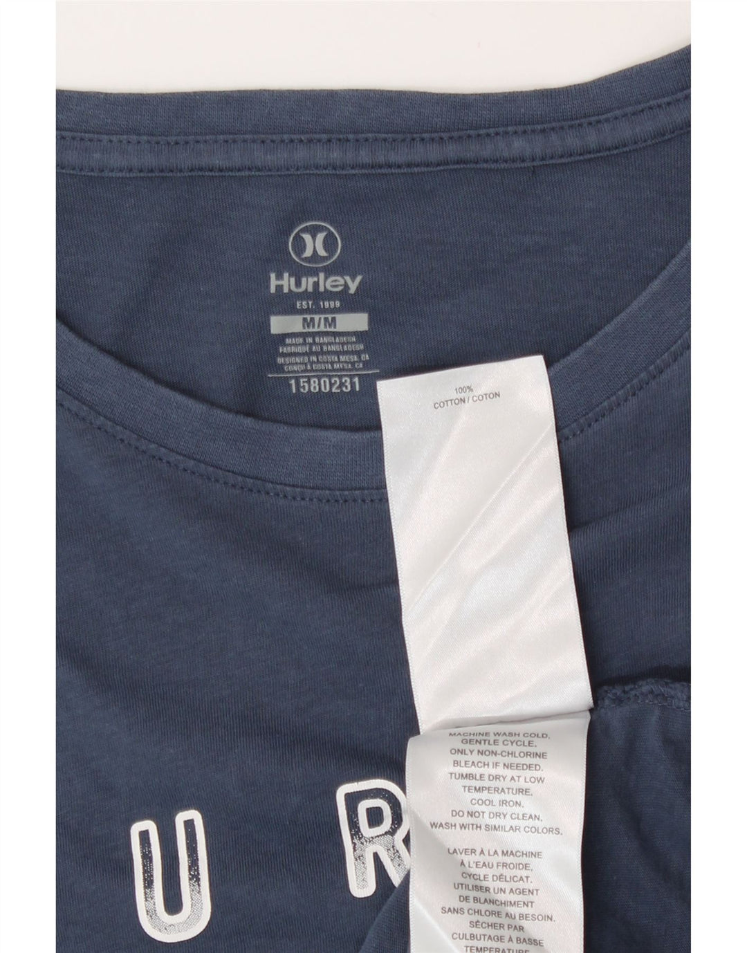 Męski T-shirt z grafiką Hurley, średni, granatowy, bawełniany