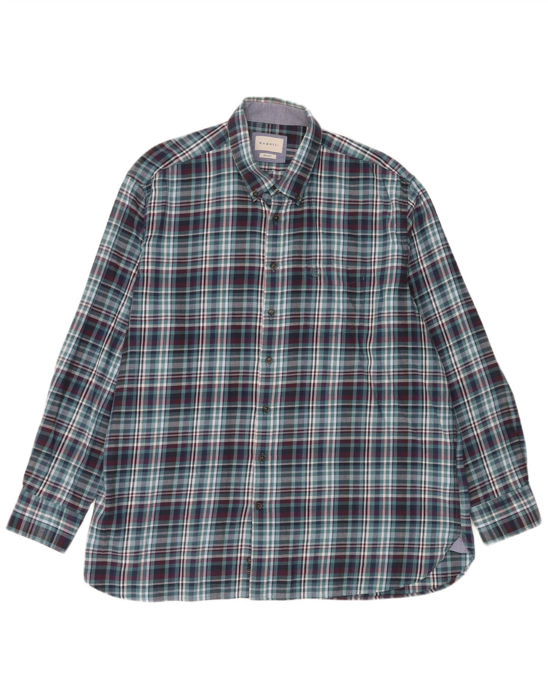 Męska koszula flanelowa Bugatti, rozmiar 45/46, 2XL, bawełniana niebieska kratka