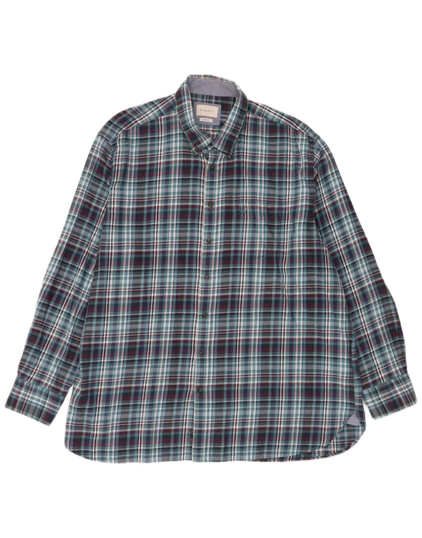 Męska koszula flanelowa Bugatti, rozmiar 45/46, 2XL, bawełniana niebieska kratka
