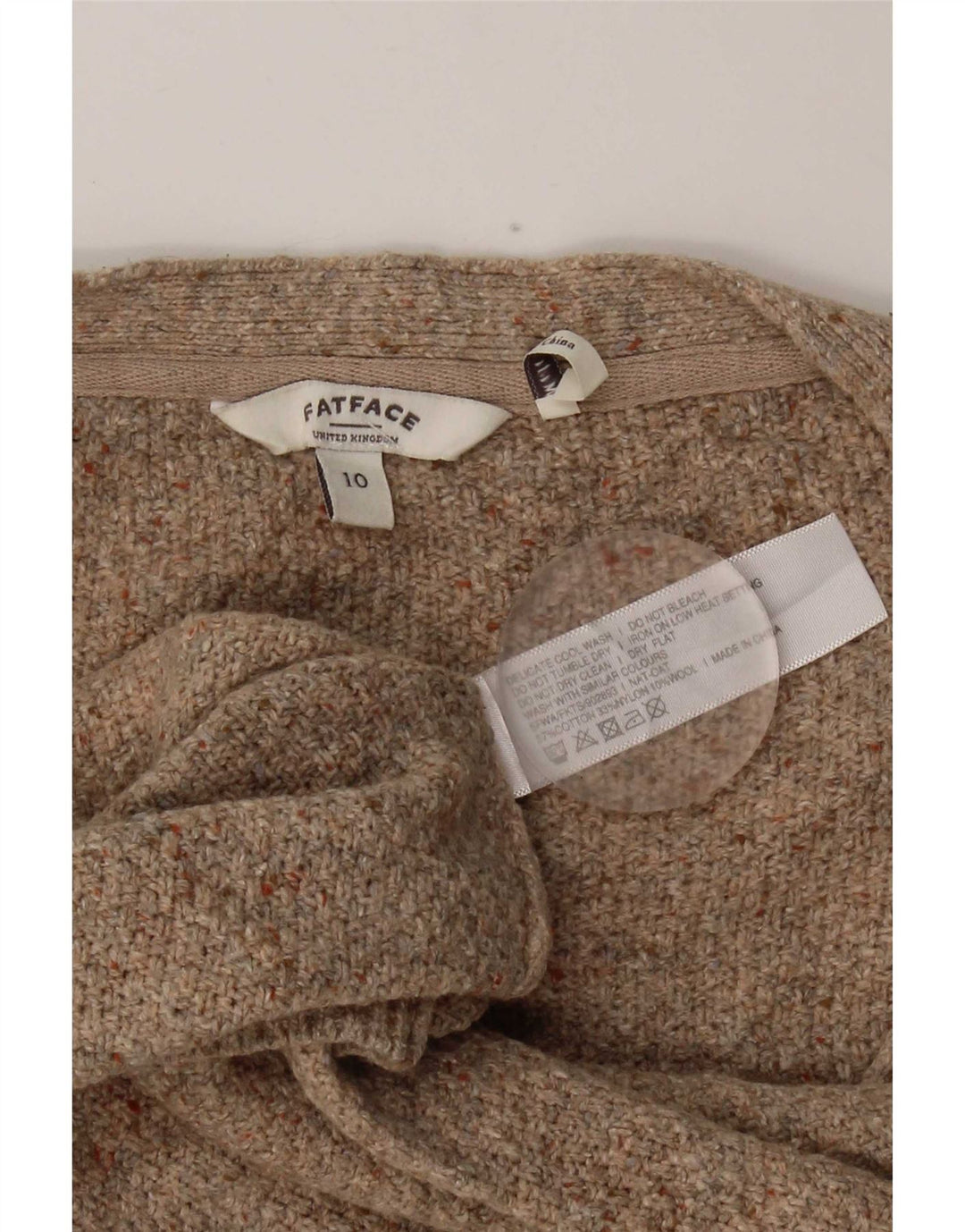Damski sweter rozpinany Fat Face UK 10, mały, brązowy, bawełniany