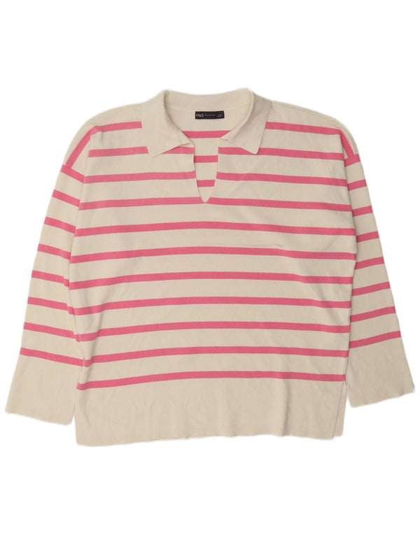 Marks & Spencer Damski sweter polo UK 14, duże, białe paski