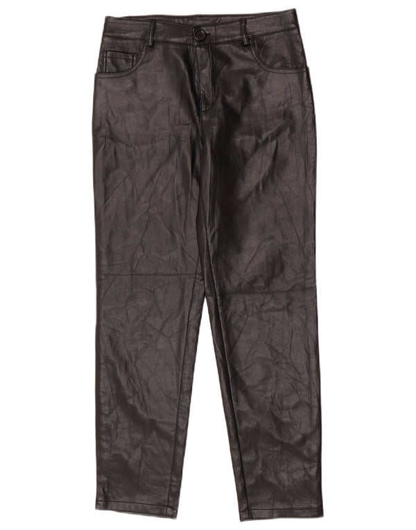 Damskie spodnie zwężane ze sztucznej skóry Guess UK 14 Medium W28 L26 Czarne
