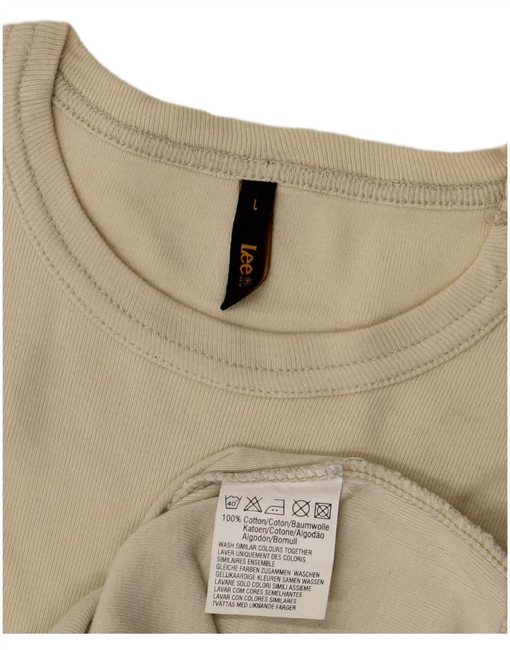 Damska koszulka Lee Top UK 14, duża, beżowa, bawełniana