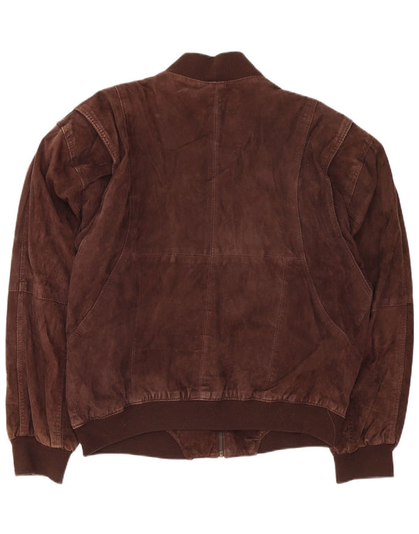 Vintage męska zamszowa kurtka bomber UK 42 XL brązowa skóra