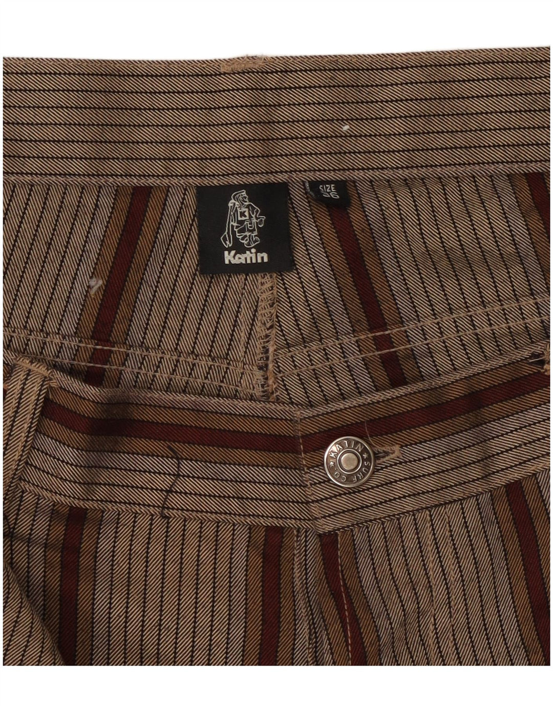 Męskie szorty Katin W36, duże, brązowe, poliestrowe paski