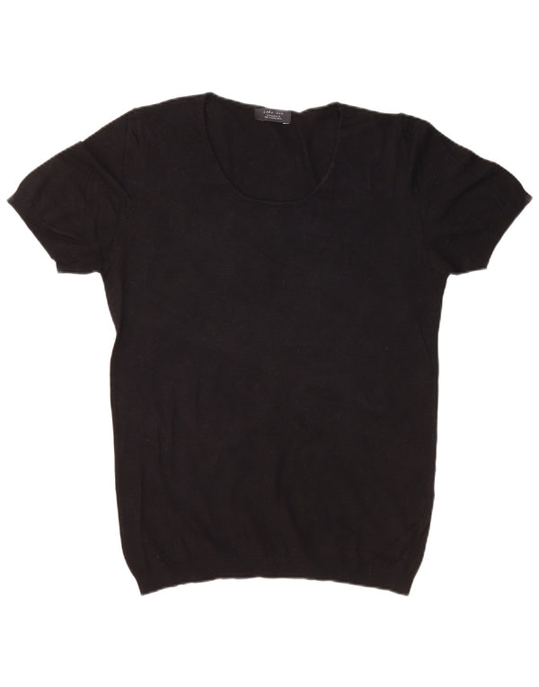 Męski sweter ZARA z krótkim rękawem i dekoltem w łódkę, średni czarny