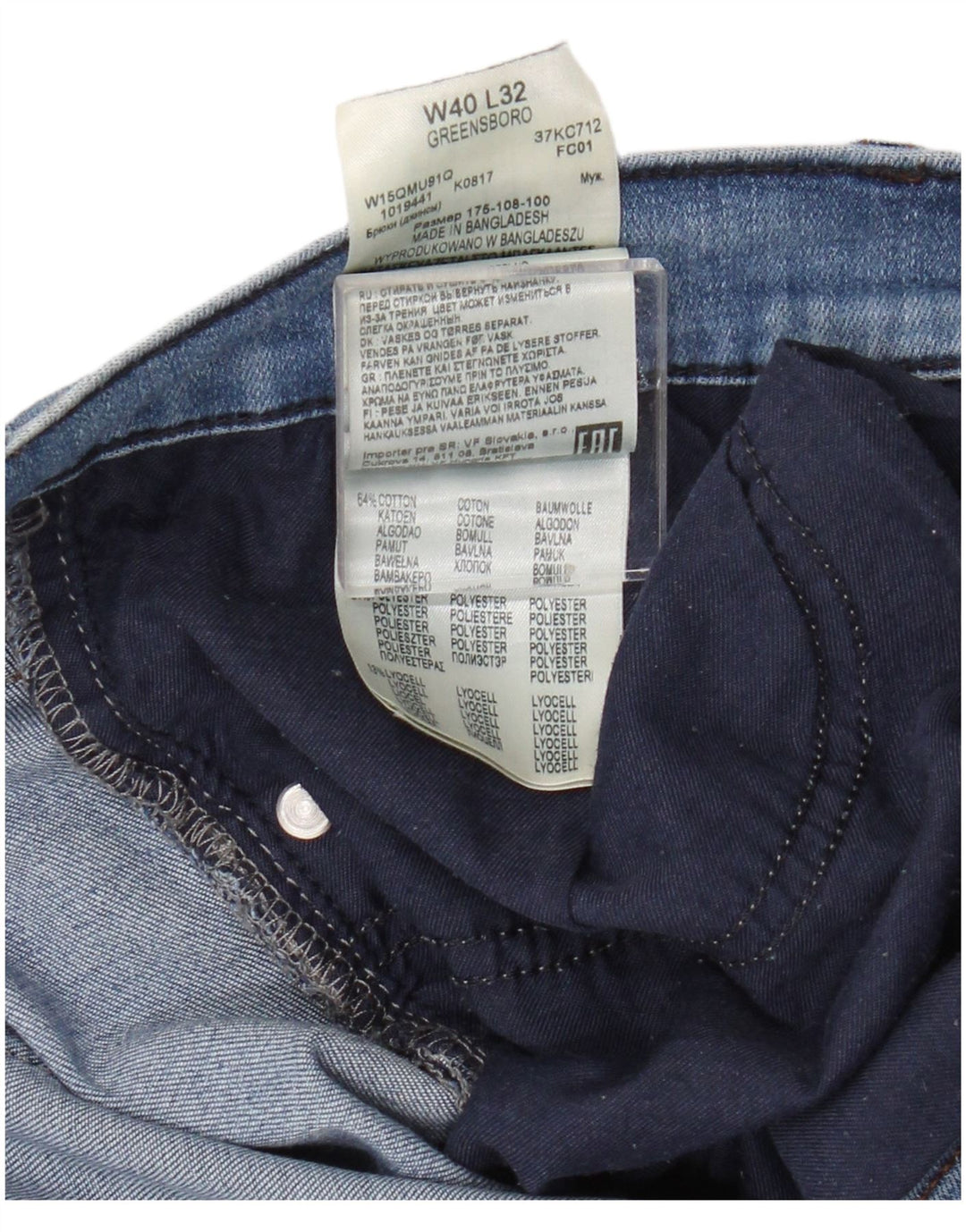 Wrangler Męskie Greensboro Straight Jeans W40 L32 Niebieskie bawełniane