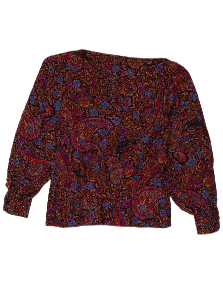 Damska bluzka z długim rękawem w stylu vintage, UK 12, średnia, wielokolorowa paisley