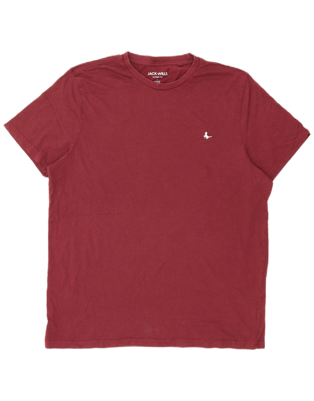 Męski T-shirt JACK WILLS o klasycznym kroju, duży, bordowy