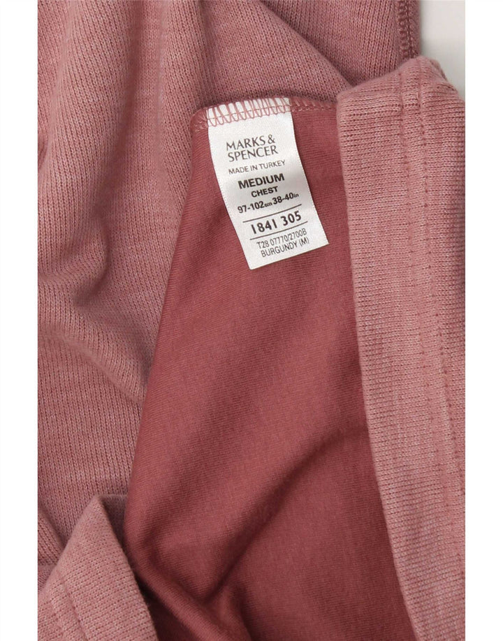 Marks & Spencer Męski niebieski top z długim rękawem, średnio bordowy, bawełniany