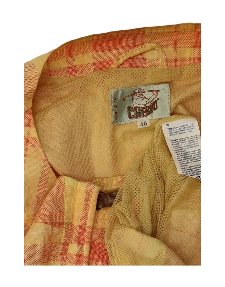 Vintage damska kamizelka oversize IT 46, duża, bawełniana w żółtą kratkę