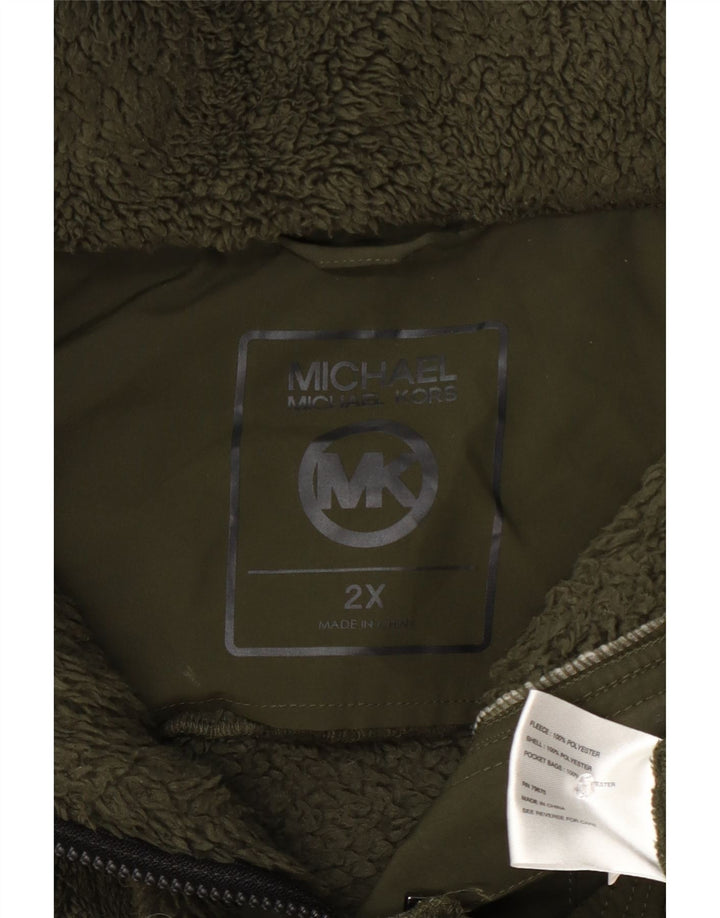Damski płaszcz polarowy Michael Kors UK 20 2XL Zielony poliester