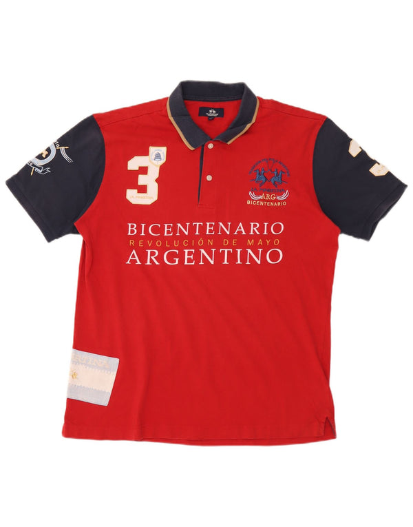 Męska koszulka polo do rugby La Martina Bicentenario de Revolucion Mayo XL czerwona