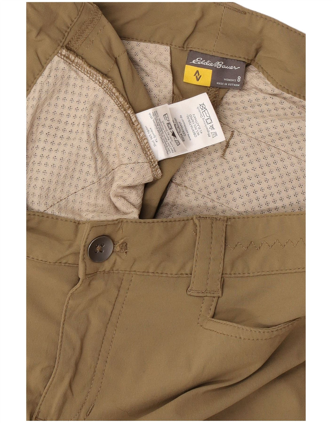 Damskie spodenki codzienne Eddie Bauer US 8 Medium W32, bawełna khaki