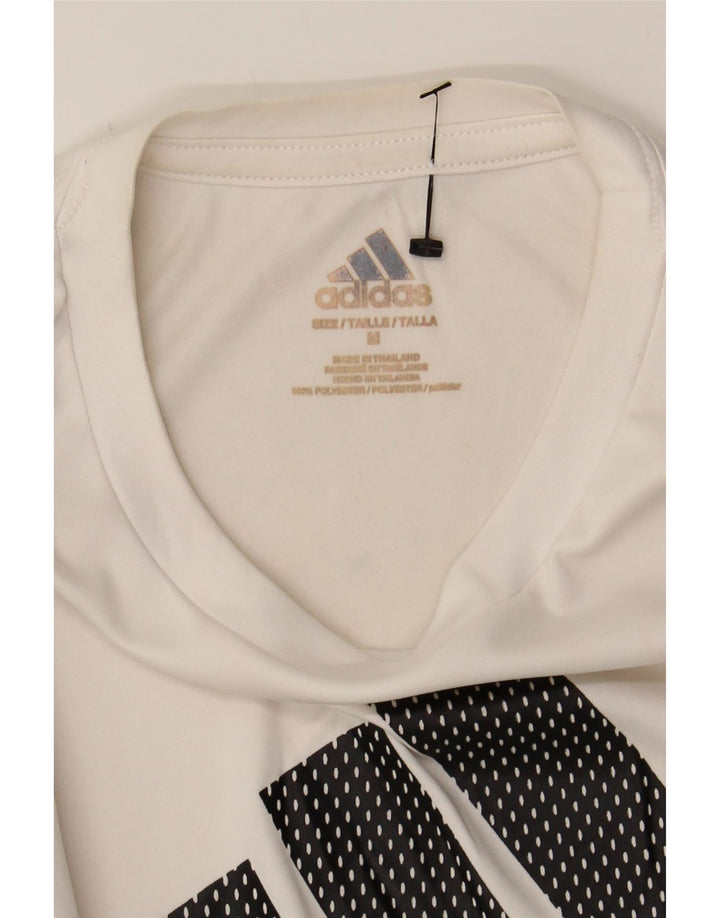 ADIDAS Womens Graphic T-Shirt Top UK 12 Medium White Polyester Vintage Adidas and Second-Hand Adidas from Messina Hembry 