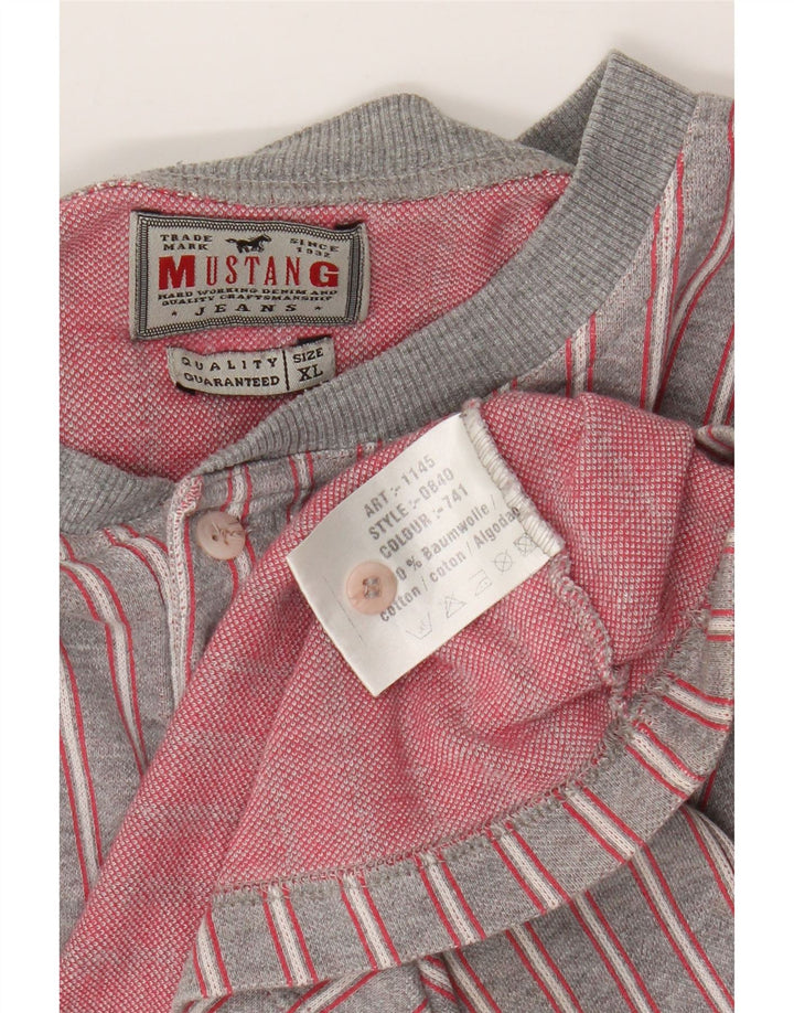 T-shirt męski Mustang Top XL, szary, bawełniany w paski