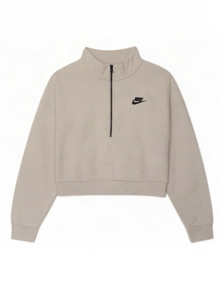 Damska bluza dresowa Nike Oversized Crop Zip Neck UK 14 Średnia szarość