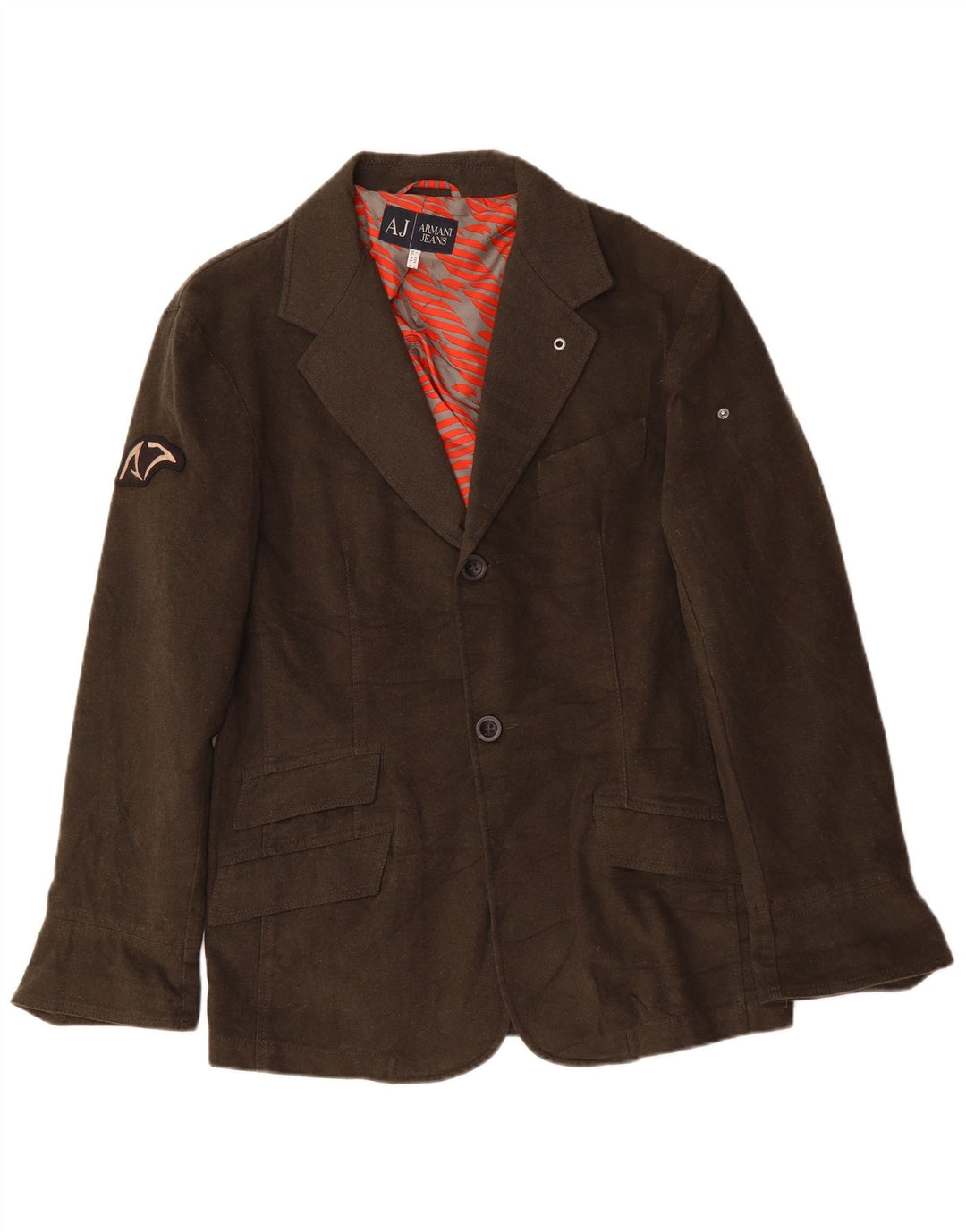 ARMANI JEANS Męska marynarka zapinana na 2 guziki IT 52, duża, bawełniana khaki