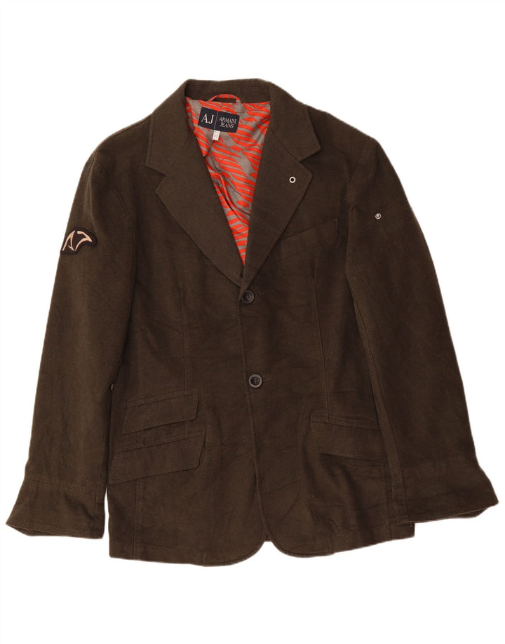 ARMANI JEANS Męska marynarka zapinana na 2 guziki IT 52, duża, bawełniana khaki