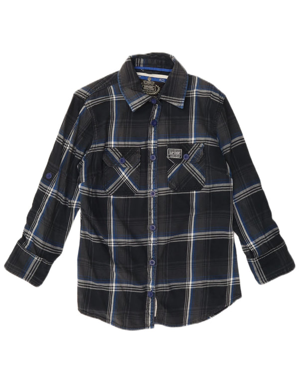 Damska koszula flanelowa Superdry UK 14, średnia, granatowa, bawełniana w kratę
