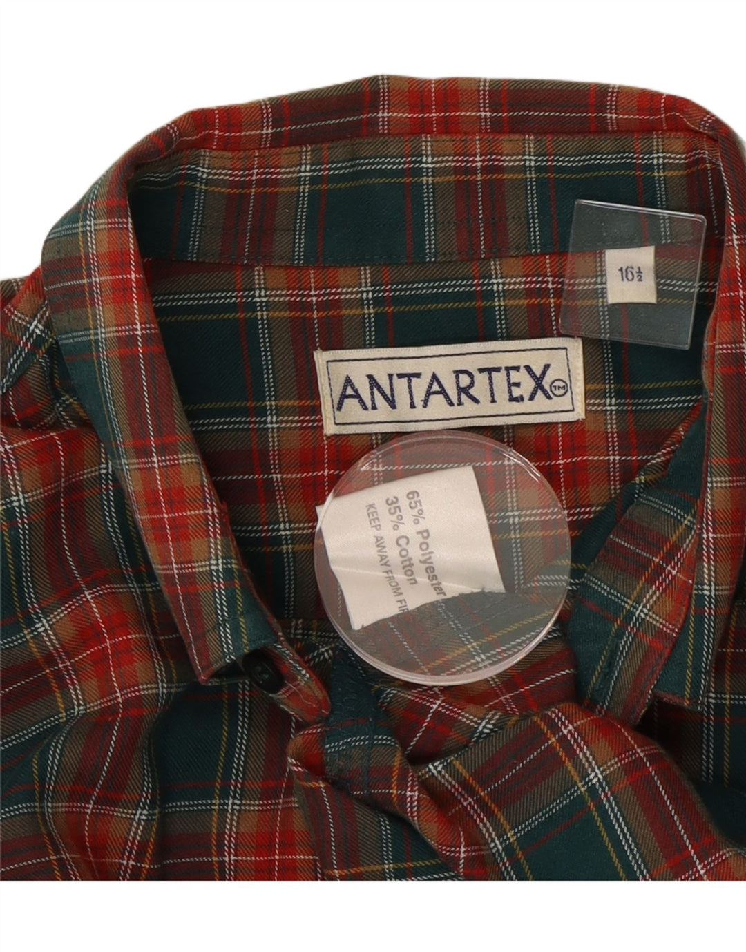 Męska koszula flanelowa Antartex rozmiar 16 1/2, duża, zielona, poliester w kratkę