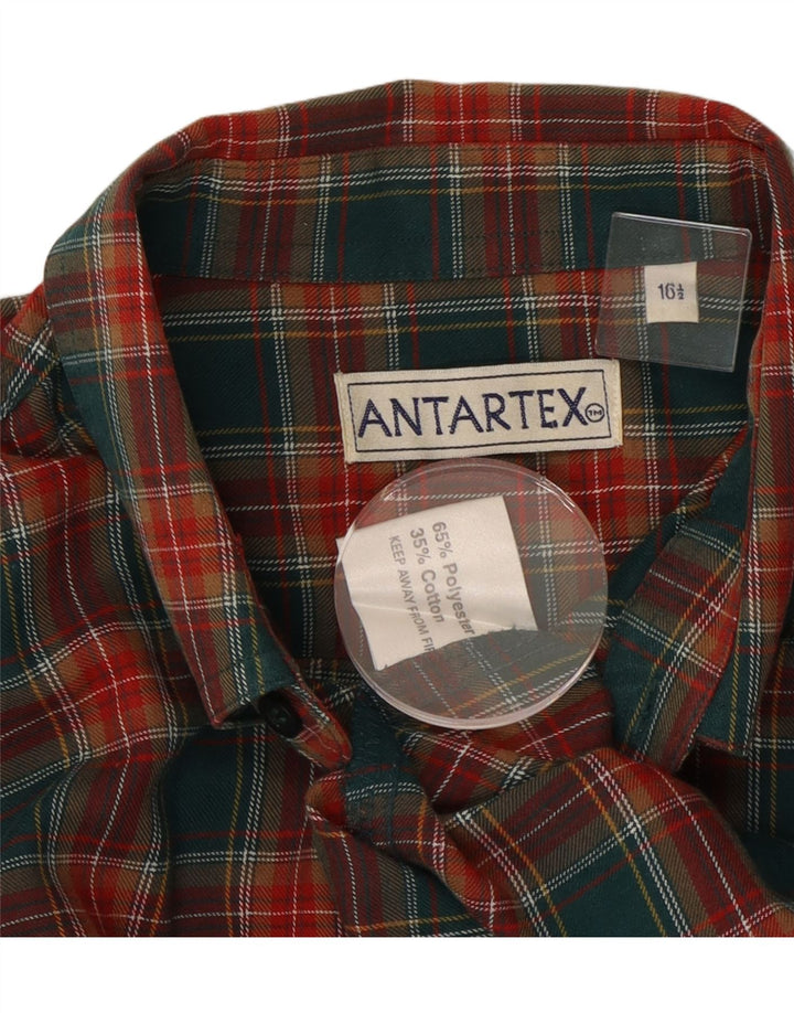 Męska koszula flanelowa Antartex rozmiar 16 1/2, duża, zielona, poliester w kratkę