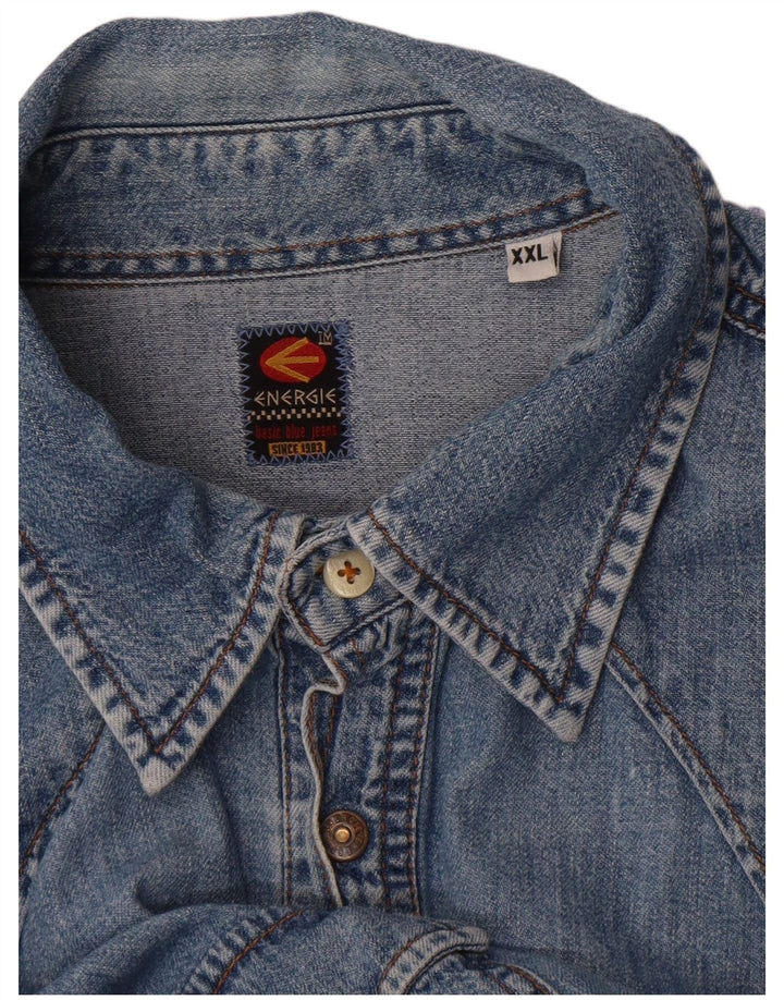 Męska koszula dżinsowa Energie 2XL, niebieska, bawełniana