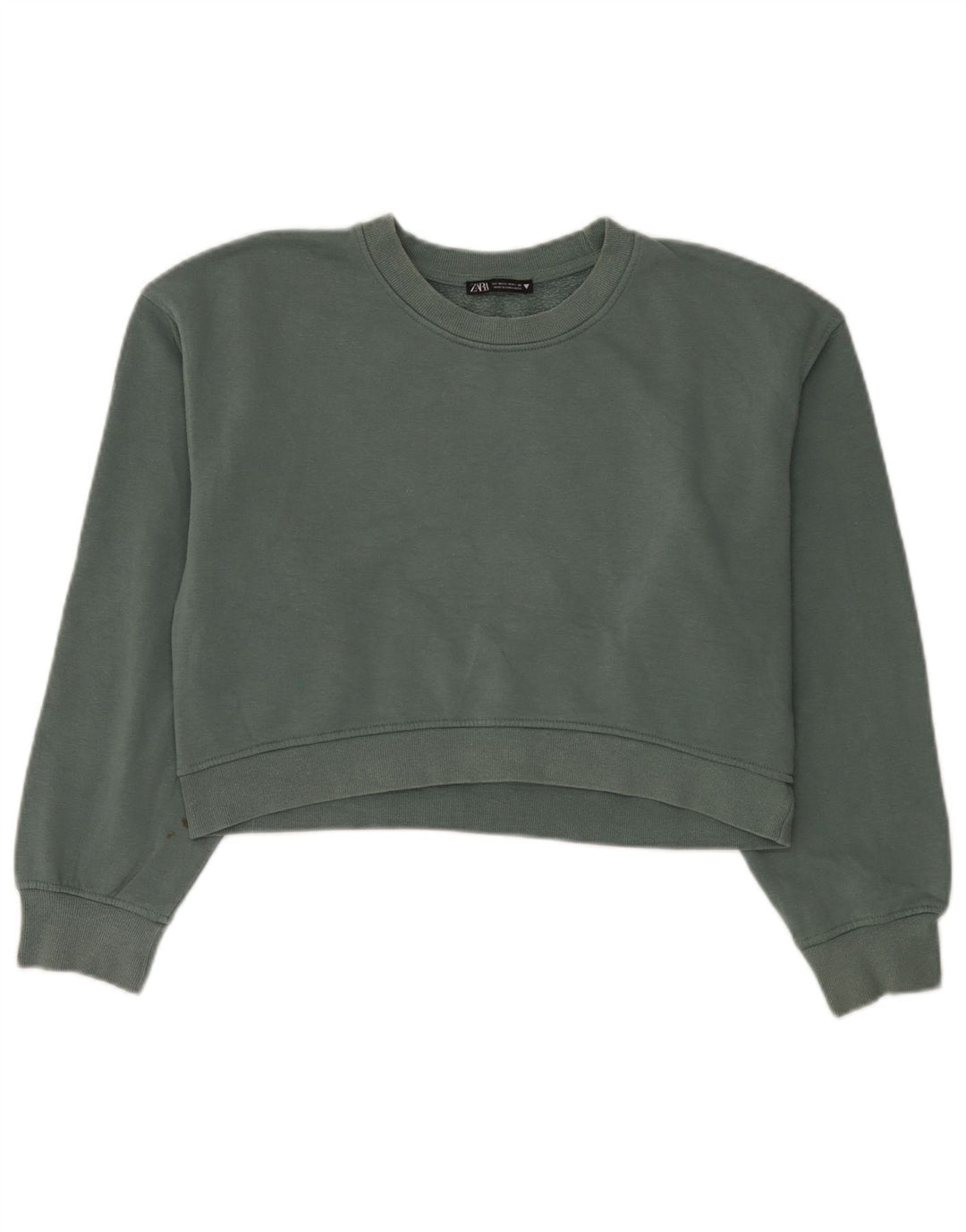 Damska bluza oversize Zara Crop UK 14, średnia, zielona bawełna
