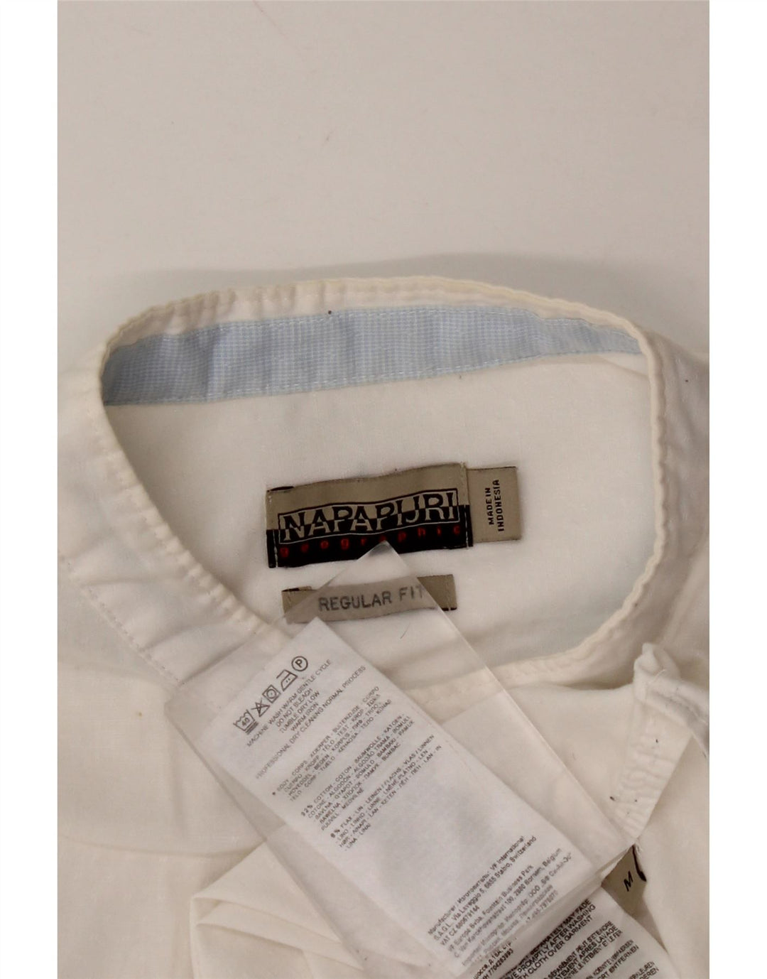 Męska koszula o regularnym kroju NAPAPIJRI Geographic, średnia, biała, bawełniana