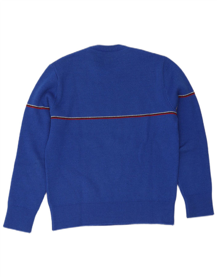 Vintage męski sweter z okrągłym dekoltem, mała wełniana w niebieskie paski