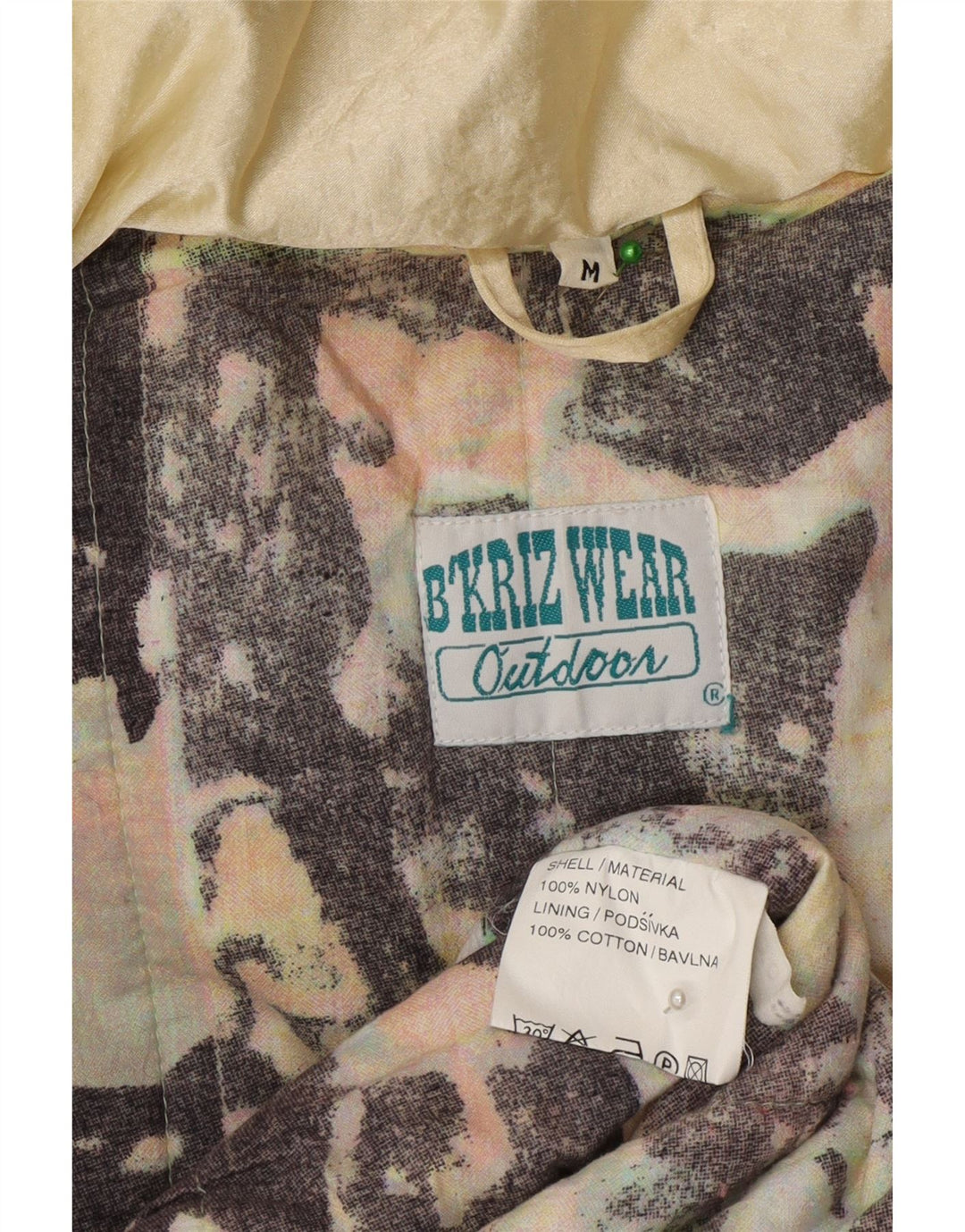 Vintage damski płaszcz wiatrówkowy z kapturem, oversize UK 14, średni żółty nylon