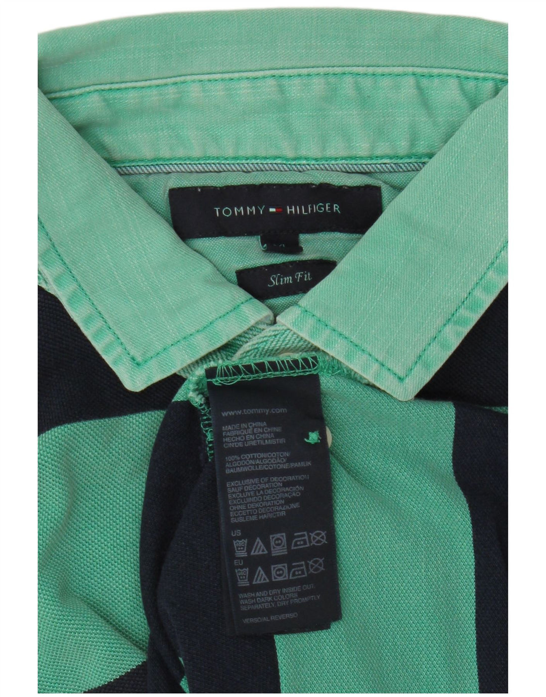 Męska koszulka polo slim fit TOMMY HILFIGER XL, bawełniana w zielone paski