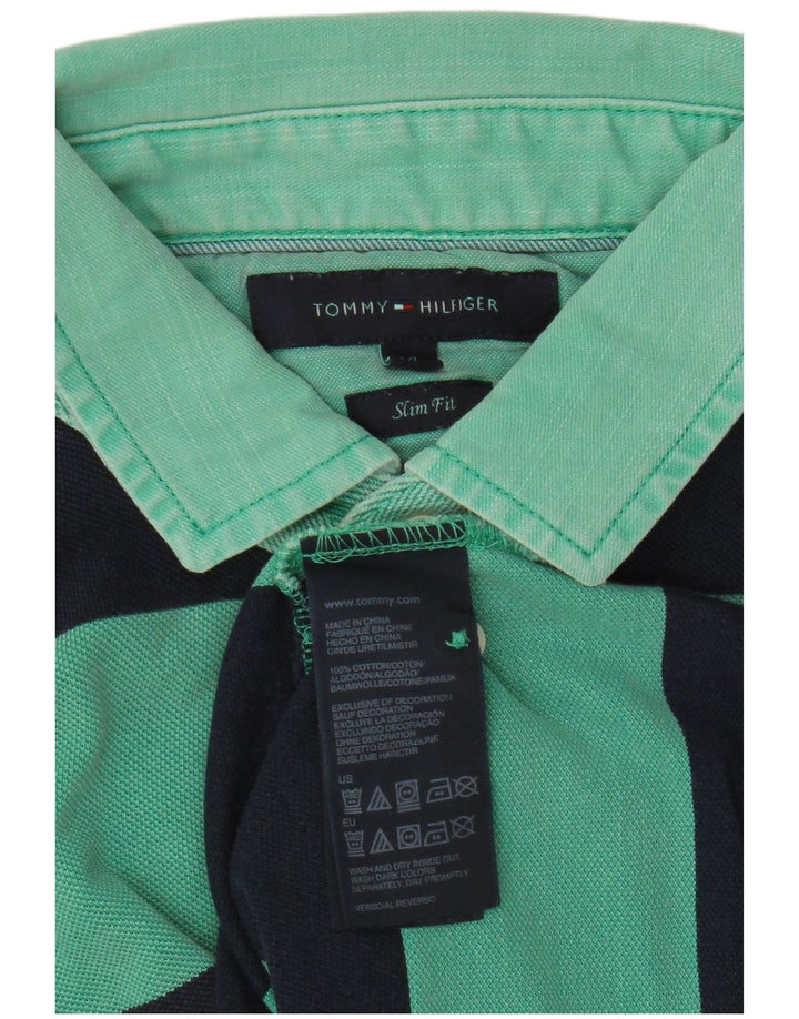 Męska koszulka polo slim fit TOMMY HILFIGER XL, bawełniana w zielone paski