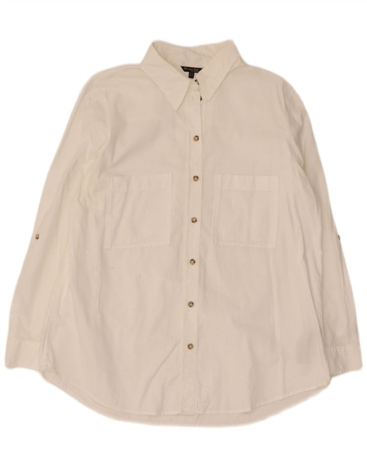Damska koszula z długim rękawem Massimo Dutti EU 44 XL, biała bawełna
