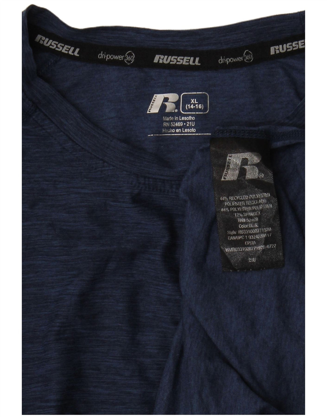 Top chłopięcy Russell Athletic z długim rękawem, 14-15 lat, XL, granatowy, nakrapiany