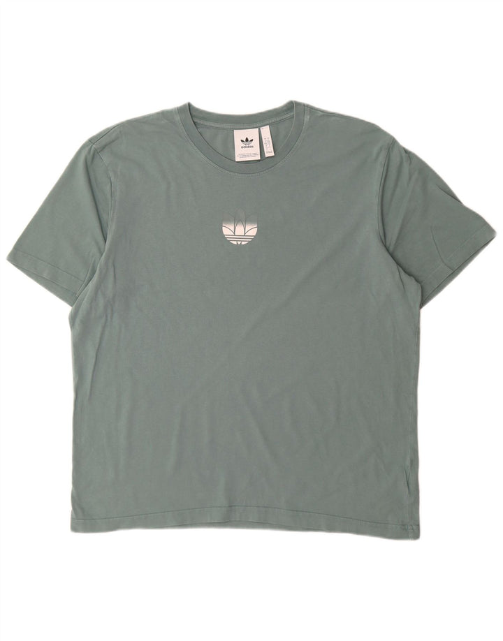 Adidas Męski T-shirt Top Duży Niebieski Bawełniany
