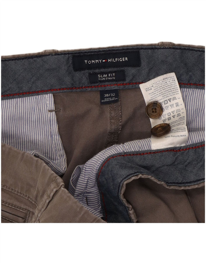 Męskie spodnie chino slim fit TOMMY HILFIGER W38 L29 Szara bawełna
