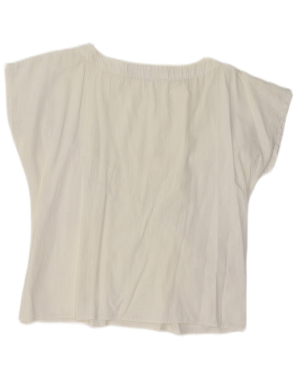 VINTAGE Womens Crop T-Shirt Top UK 14 Medium White