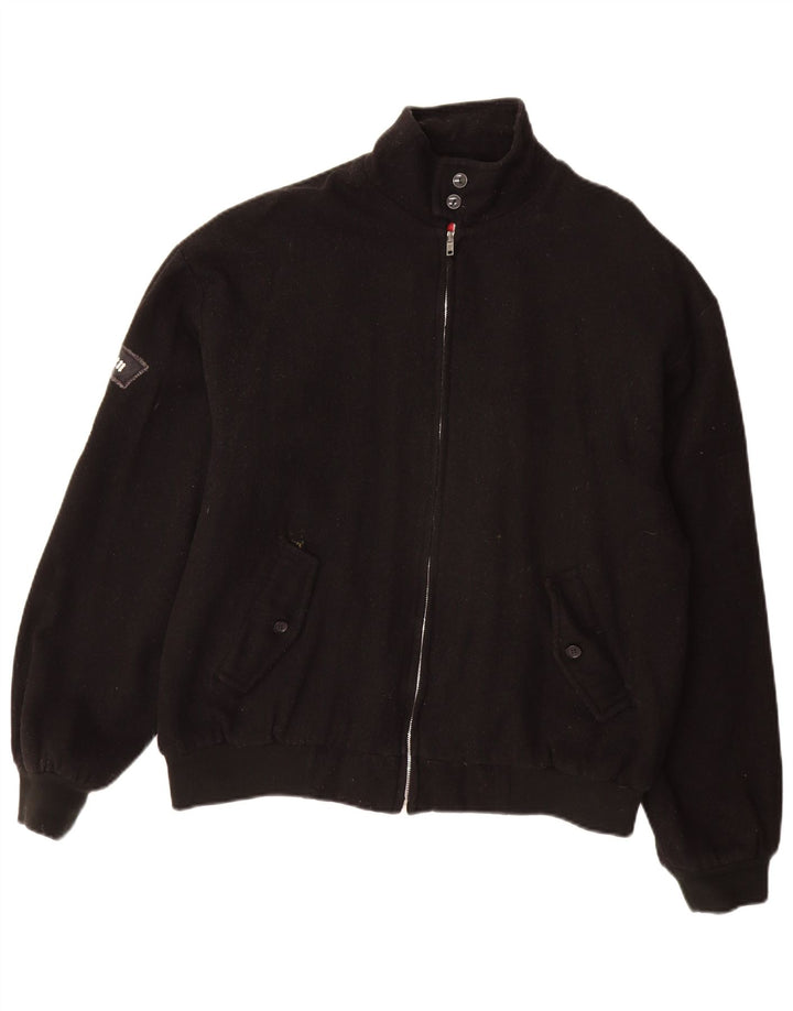 Vintage męska kurtka bomber UK 40 duża czarna wełna