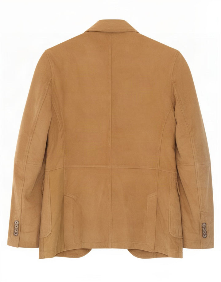Męska marynarka Massimo Dutti zapinana na 2 guziki, UK 38, średnia beżowa skóra