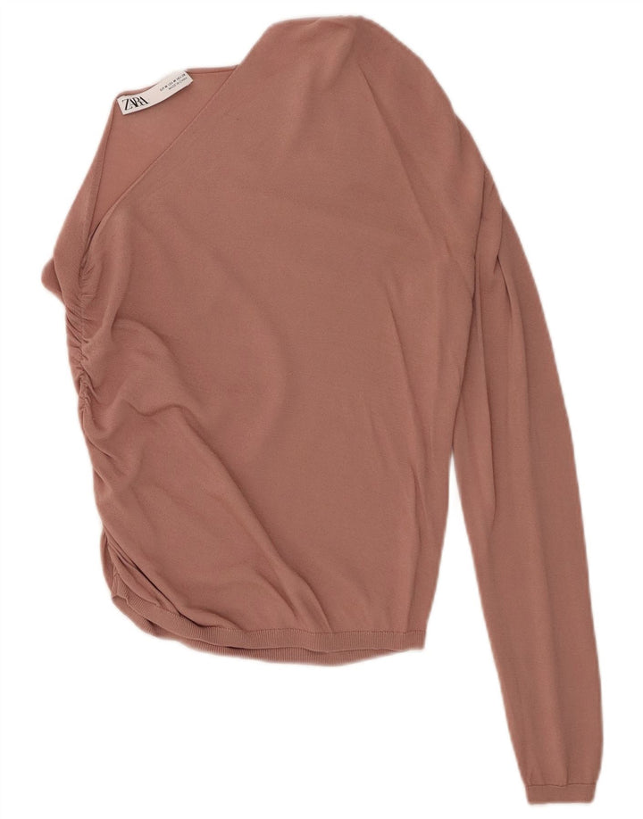 Damski top na jedno ramię Zara UK 12 Średni różowy wiskoza