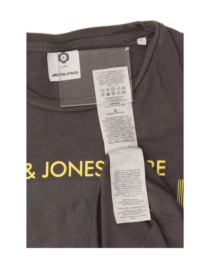 JACK & JONES Mens Core Graphic T-Shirt Top Large Grey Cotton Vintage Jack & Jones and Second-Hand Jack & Jones from Messina Hembry 