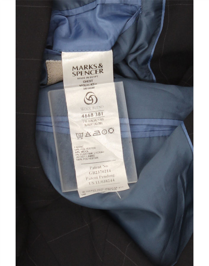 Marks & Spencer Męska marynarka zapinana na 3 guziki UK 42 w dużą granatową kratkę