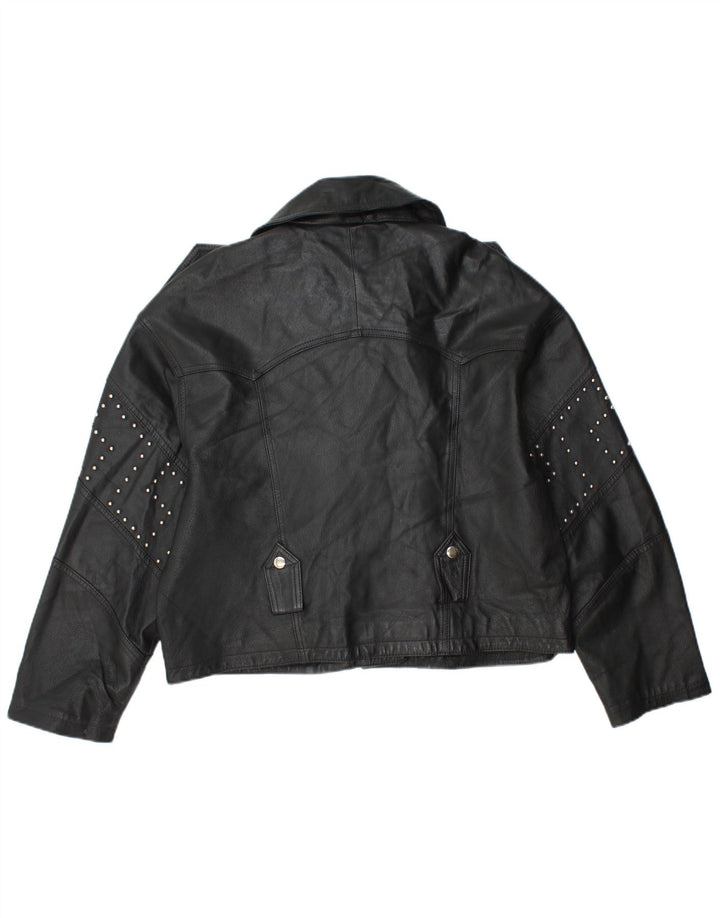 Damska kurtka motocyklowa Front Line Crop UK 14, duża czarna skóra