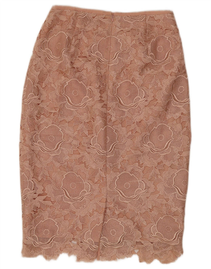 Damska spódnica ołówkowa midi Ted Baker, rozmiar 2, mała, W26, różowa, z poliestru w kwiaty