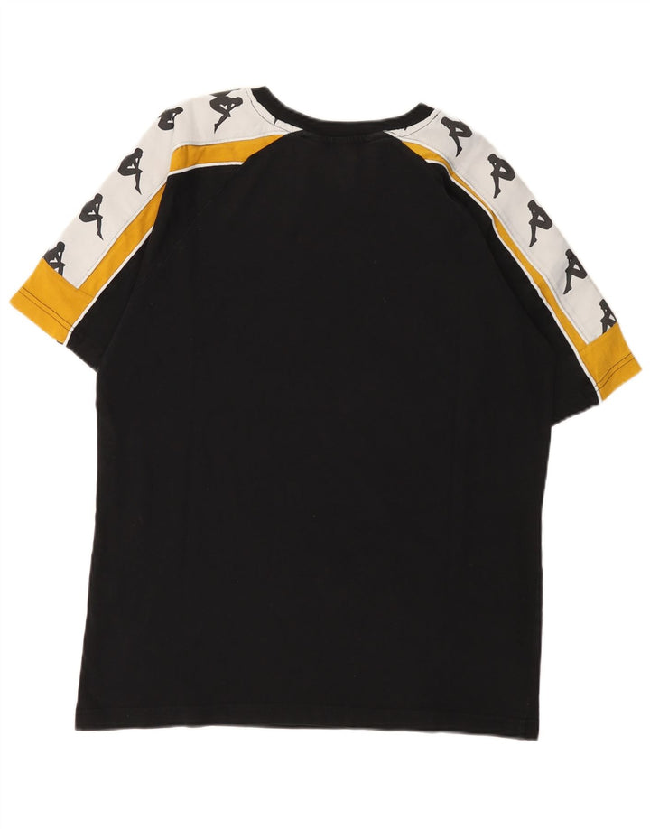 Męski T-shirt z grafiką Kappa, duży, czarny blok kolorów