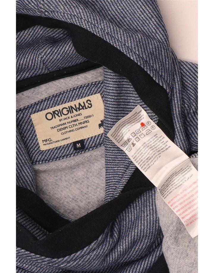 Męski sweter z kapturem Jack & Jones, średni niebieski, poliester w prążki