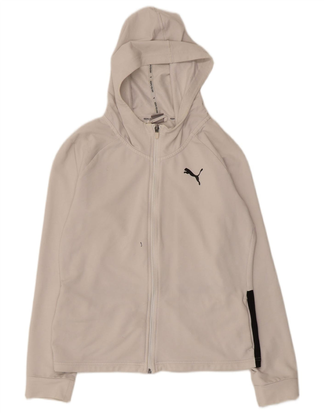 Damski sweter z kapturem i zamkiem błyskawicznym PUMA UK 10, mały, biały, z blokami kolorów