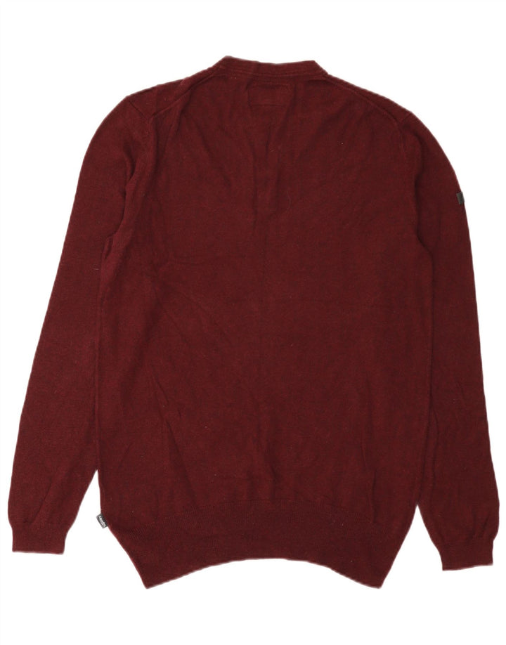Męski sweter Superdry z okrągłym dekoltem, bawełna w kolorze średniego bordowego koloru